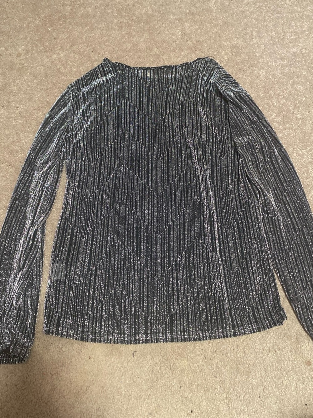 Metallic Black Long-Sleeve Women's Top